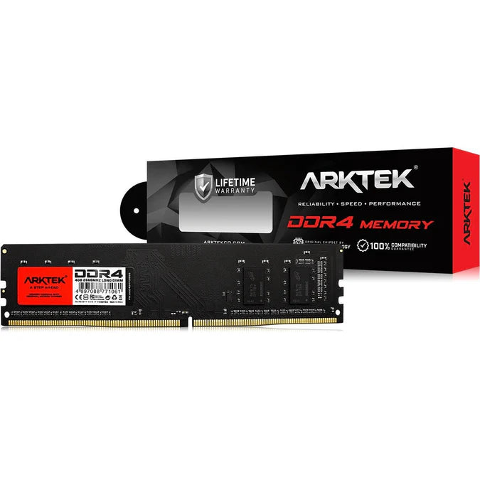 Upgrade your PC with the Arktek AKD4S4P2666 4GB DDR4 2666MHz Desktop Memory Module – fast, reliable RAM for performance.