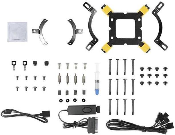 AZZA GALEFORCE 360 ARGB – 360 mm Liquid CPU Cooler with Infinity Mirror parts for efficient, stylish cooling solutions.