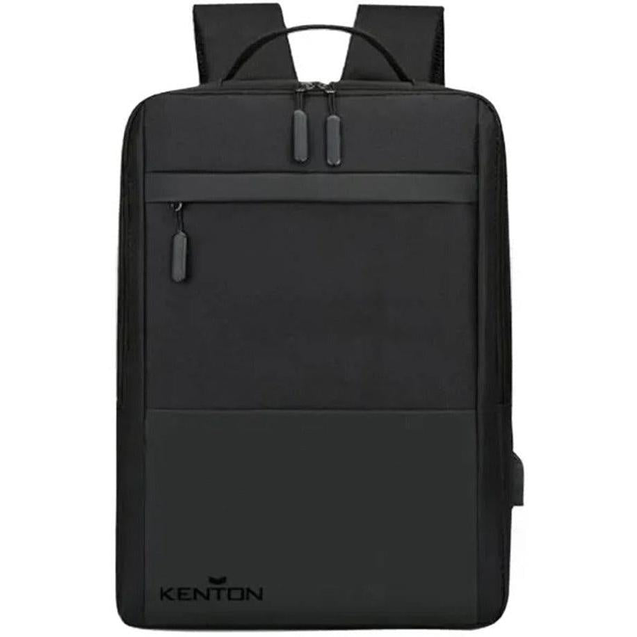 Kenton Entry Level 15.6" Laptop Bag – Durable black 1330BLACK backpack with front zip pocket and Kenton logo