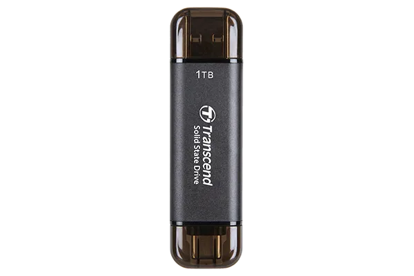 TRANSCEND 1 TB ESD310C USB3.2 TYPE A & C (USB 10Gbps) OTG COMPACT PORTABLE SSD - Read 1050MB/s Write 950 MB/s - Black
