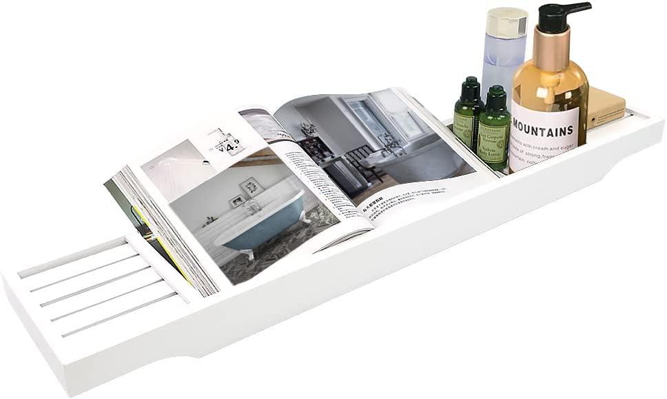 BAMBOO BATH CADDY-WHITE