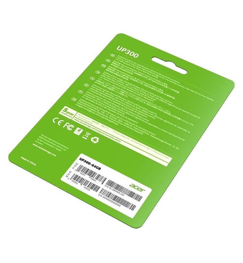 Acer UP300 / UM310 64 GB USB 3.2 Gen 1 Flash Drive – 120 MB/s Read, Plug & Play, sleek design, ideal for storage.