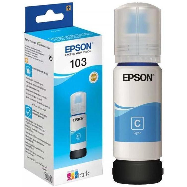 Epson 103 Ecotank Cyan ink bottle. 7500 pages @ 5% coverage.