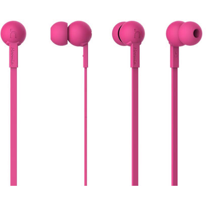 STEREO EARPHONE + MIC HOT PINK 1.2M