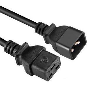 A black power cable with one end being a standard UK plug and the other end a Euro plug.