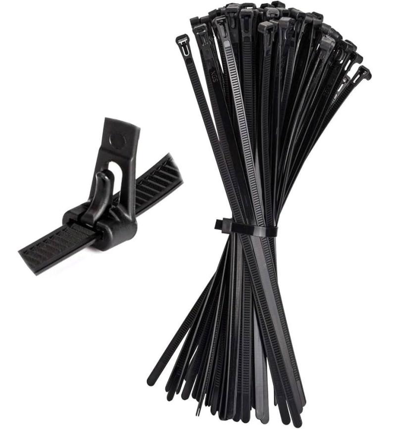 Nylon Cable Ties 4.8 × 200mm Black 100 Pack