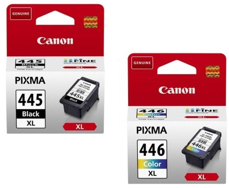 Original Canon 445XL Black & 446XL Tri Colour cartridges for vibrant, high-quality printing in Canon printers.