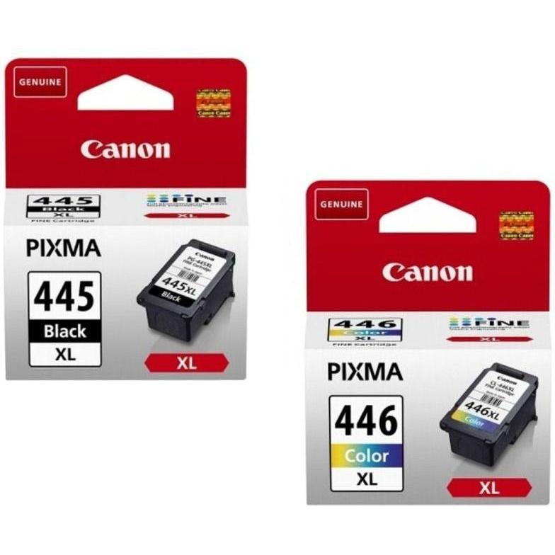 Original Canon 445XL Black & 446XL Tri Colour cartridges for vibrant, high-quality printing in Canon printers.