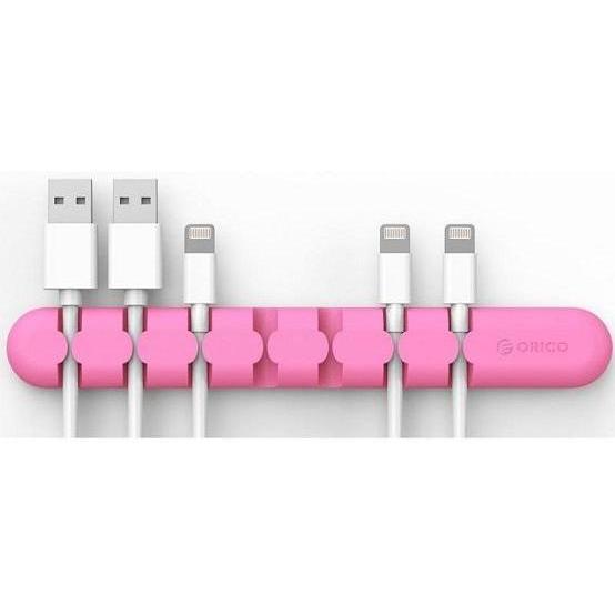 Orico 7 Slot Desktop Cable Clip - Pink | Silicone Cable Organizer