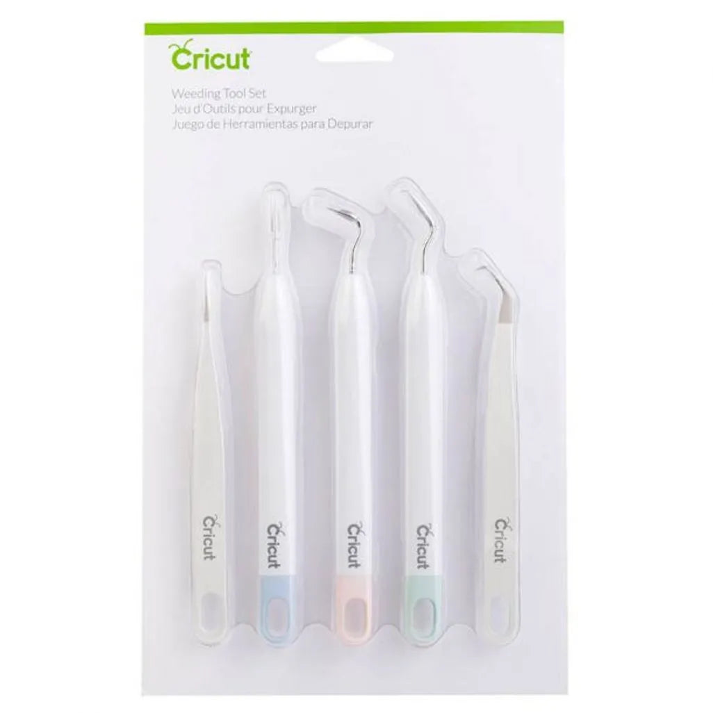 2004233 - Cricut Weeding Tool Set Includes Fine Tweezers; Hook Tweezers; Weeder; Piercing Tool; and Hook Weeder