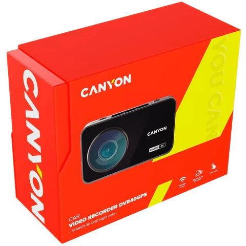 Canyon CND‑DVR40GPS 8 MP 4K Dash Cam – 3″ IPS Touchscreen, GPS, Wi‑Fi box
