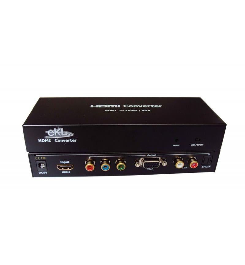 MicroWorld HDMI to VGA YRG Converter – Full HD Adapter with Audio Output for Monitors, ideal for connecting devices.