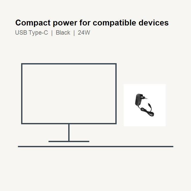 Compact 24W USB-C DC power adapter for compatible devices