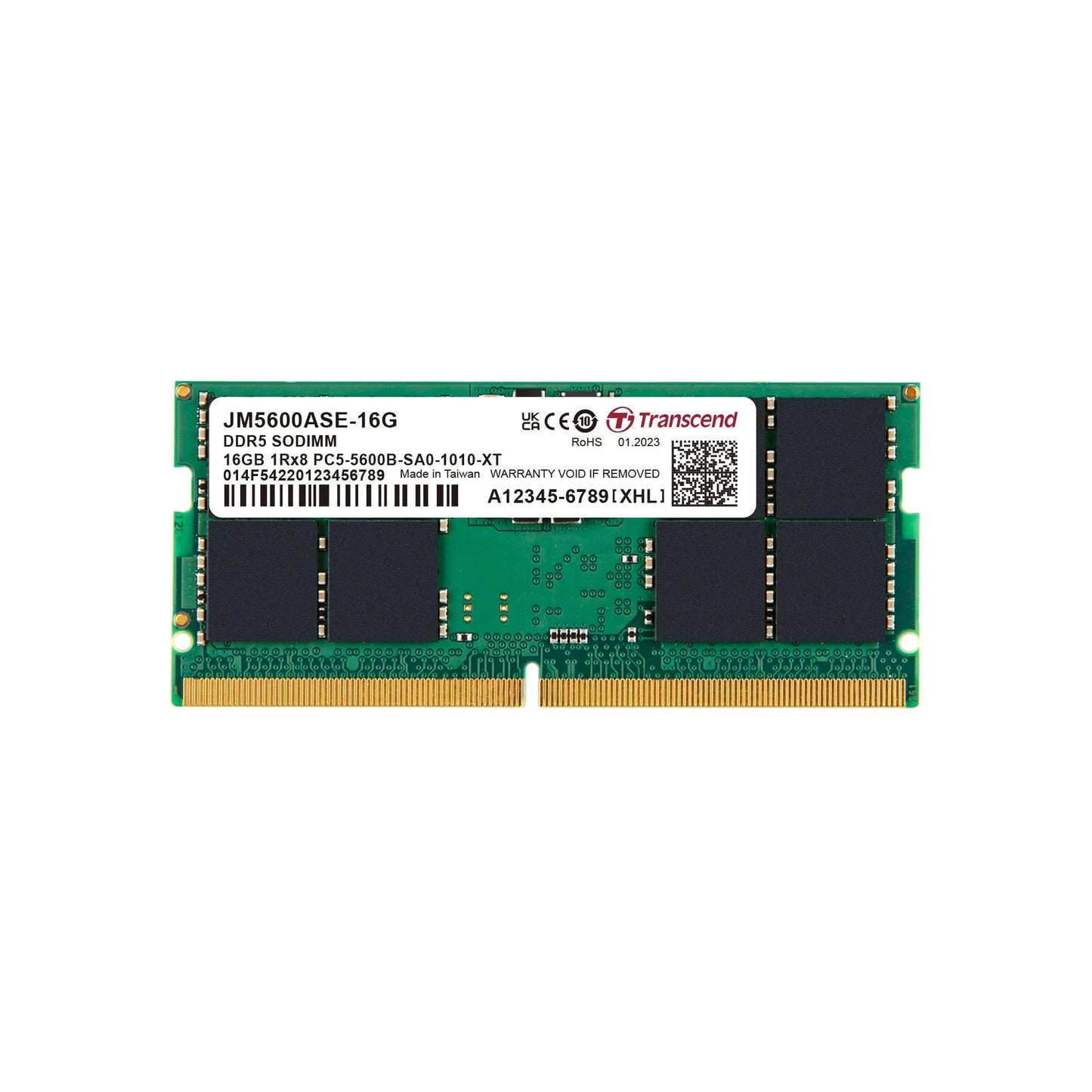 TRANSCEND JET MEMORY 16GB DDR5-5600 NOTEBOOK SO-DIMM 1RX8 CL46 (2Gx8)x8