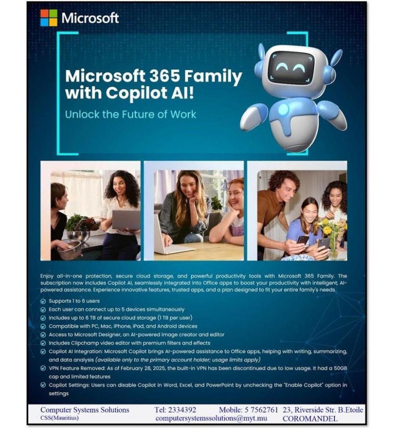 Microsoft 365 Family With Copilot 12 Month Subscription