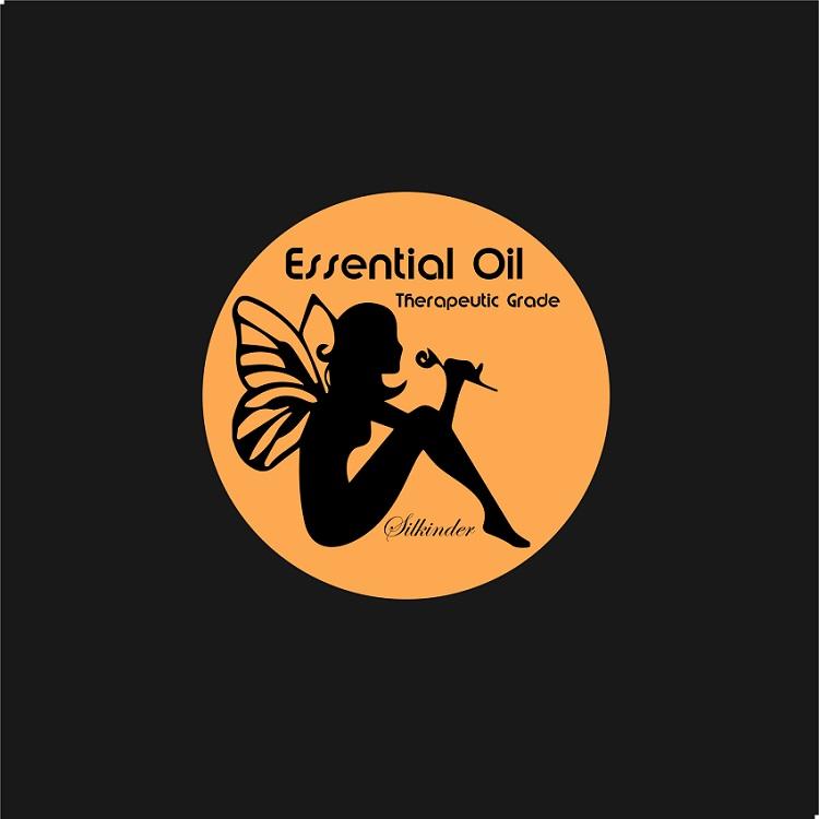 Silkinder Luxury Aromatherapy Essential Oils Collection - 8 Bottles of Pure Bliss (including Rose) logo with fairy silhouette design.