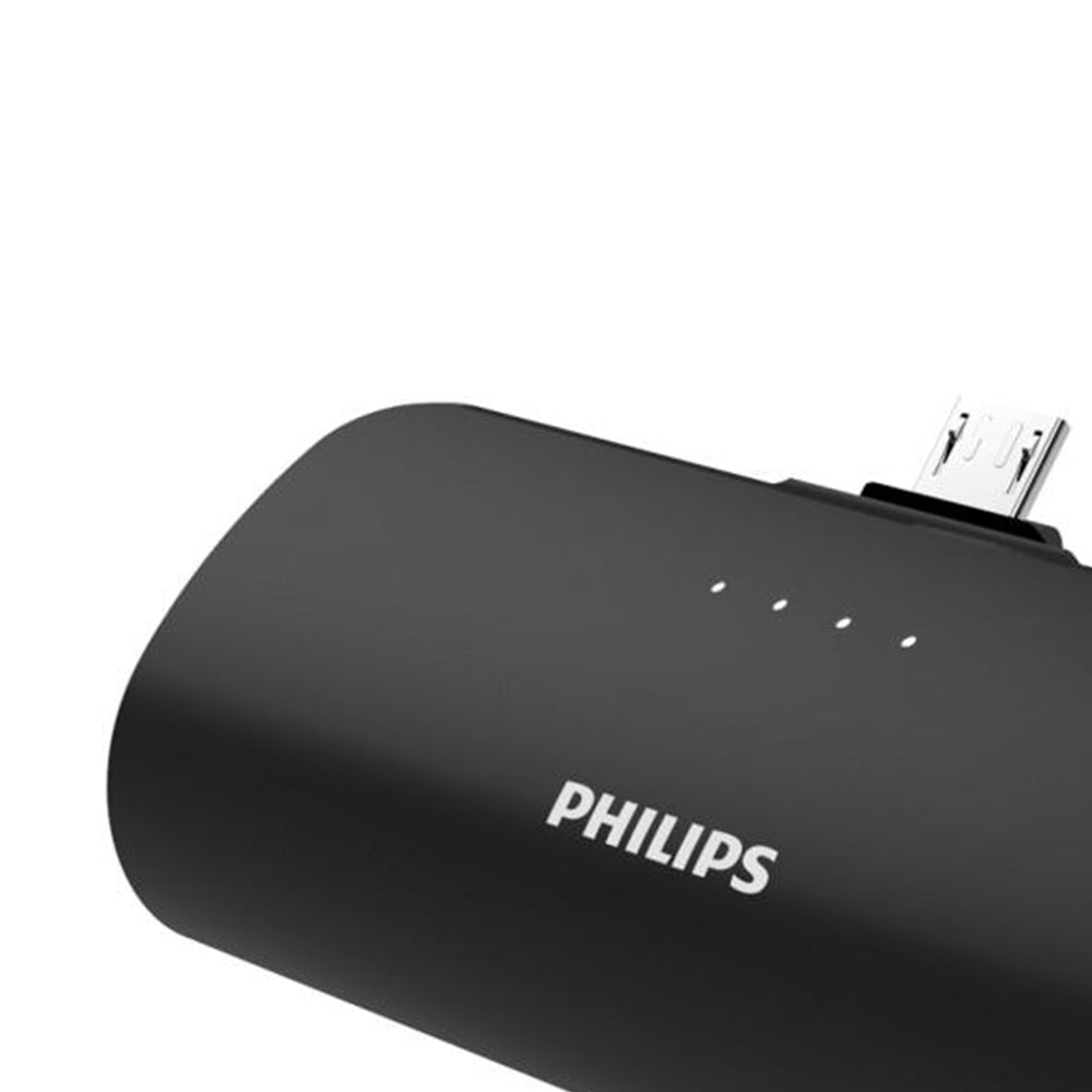Philips Portable Micro-USB Power Bank 2500mAh - DLP2510U/00, sleek design for on-the-go charging convenience.