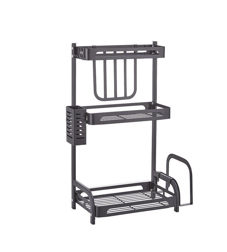Silkinder 3-Tier Spice Rack – Free-Standing, Multifunctional Kitchen Organizer - Black for countertop and pantry storage.