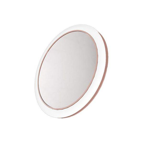 Rose gold LED Portable Makeup Mirror with Built-in Wireless Charger by HLQ for flawless makeup application on the go