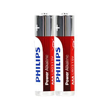 Philips Power Alkaline AA Batteries – Reliable Long-Lasting Performance – 2 Pack for Daily Devices, two AA batteries