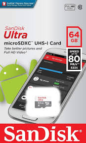 SanDisk Ultra 64GB microSDXC UHS-I Memory Card – Class 10, 80MB/s, Android Compatible | SDSQUNS-064G-GN3MN