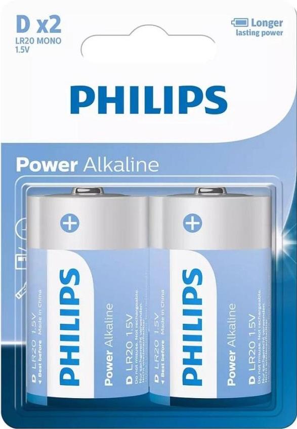 POWER ALKALINE BAT D 2P