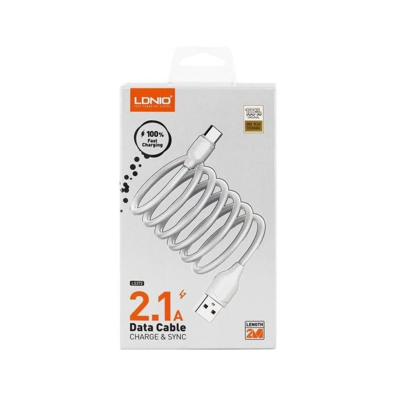 LDNIO data cable packaging with USB connector on a white background