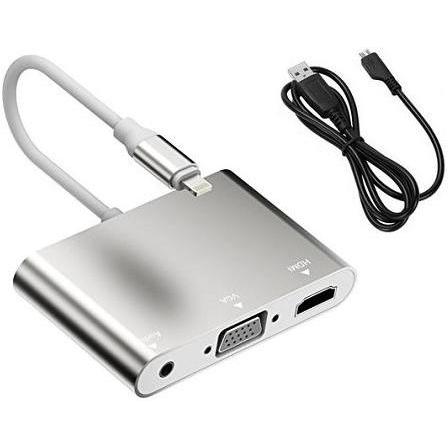 LIGHTNING TO VGA+HMDI+AUD