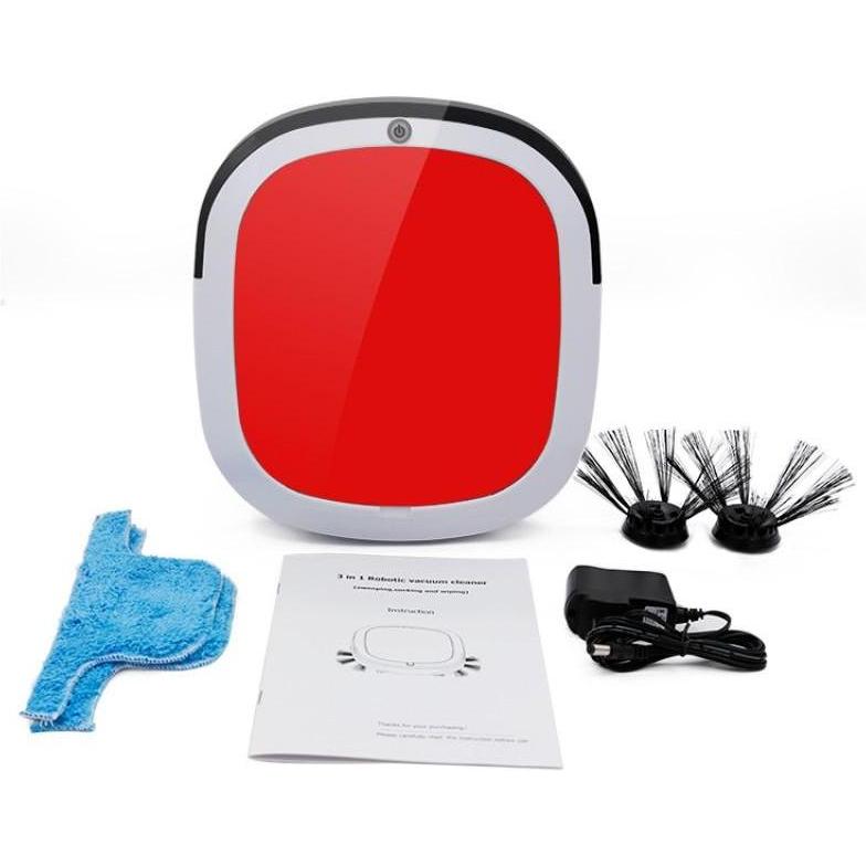 Red Robotic Vacuum Cleaner – Compact Auto Cleaner for Crumbs & Pet Hair