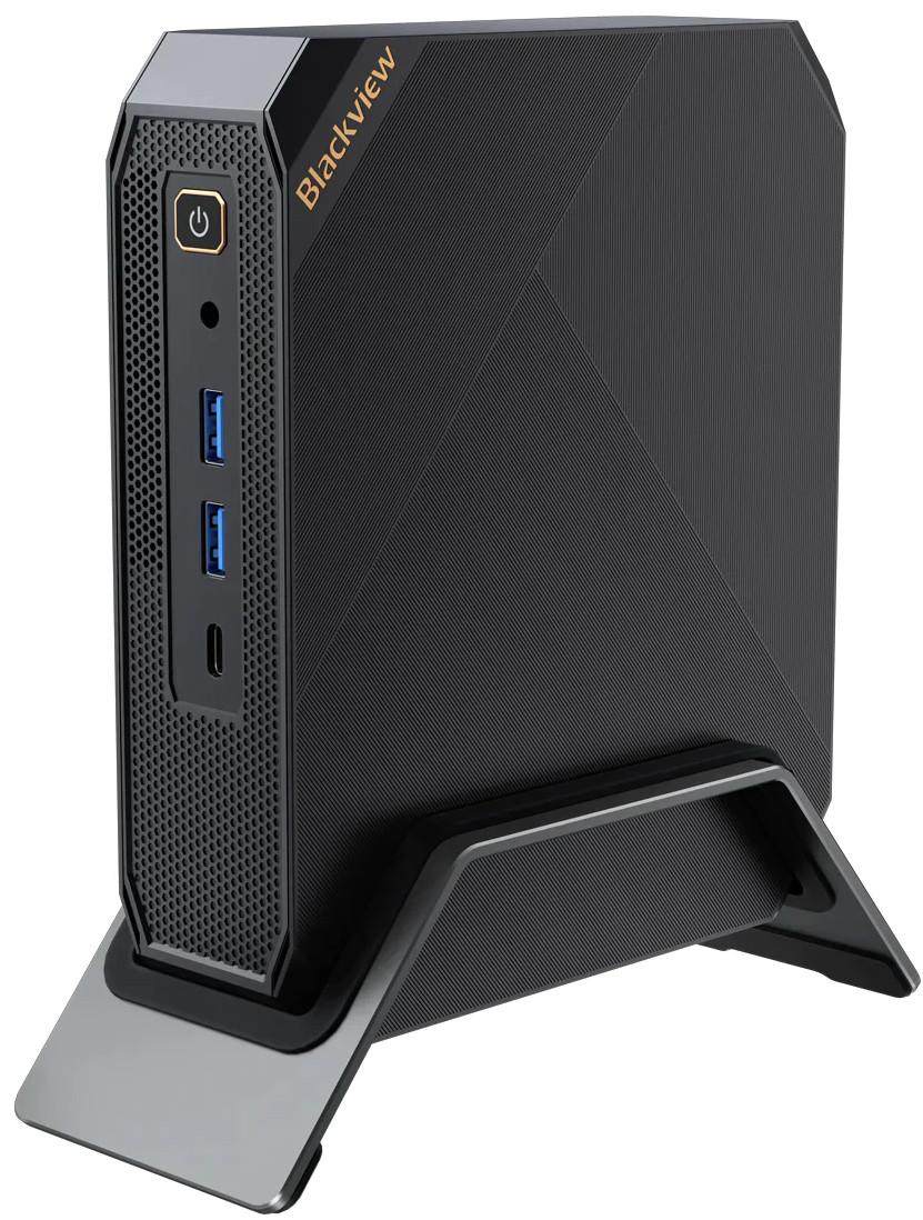 Blackview Mini PC MP200 i5 - Professional 4K Mini Desktop with 512GB SSD showcases compact design with ports for high-speed performance.