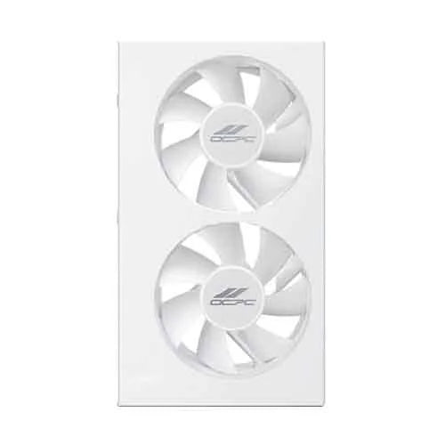 OCPC POLE P1 ARGB Graphics Card Cooling Holder (White) — Dual Fans, RGB Sync enhances GPU support and cooling.