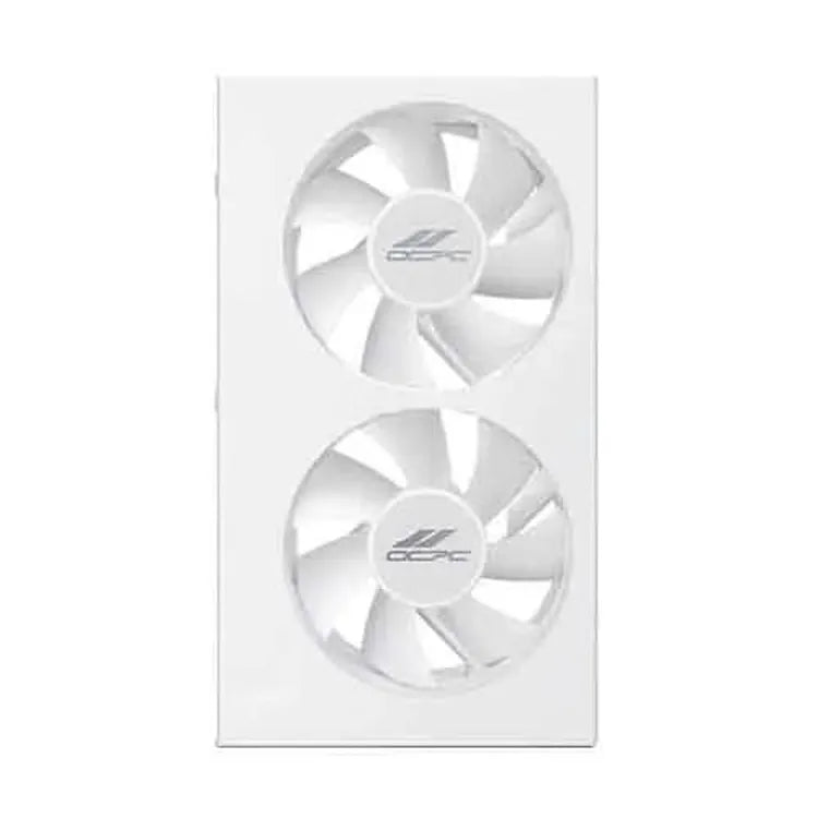 OCPC POLE P1 ARGB Graphics Card Cooling Holder (White) — Dual Fans, RGB Sync enhances GPU support and cooling.
