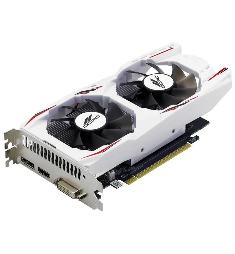 OCPC GTX 1650 4 GB GDDR6 XE White GPU features dual fans, perfect for 1080p gaming with DP/HDMI/DVI outputs.