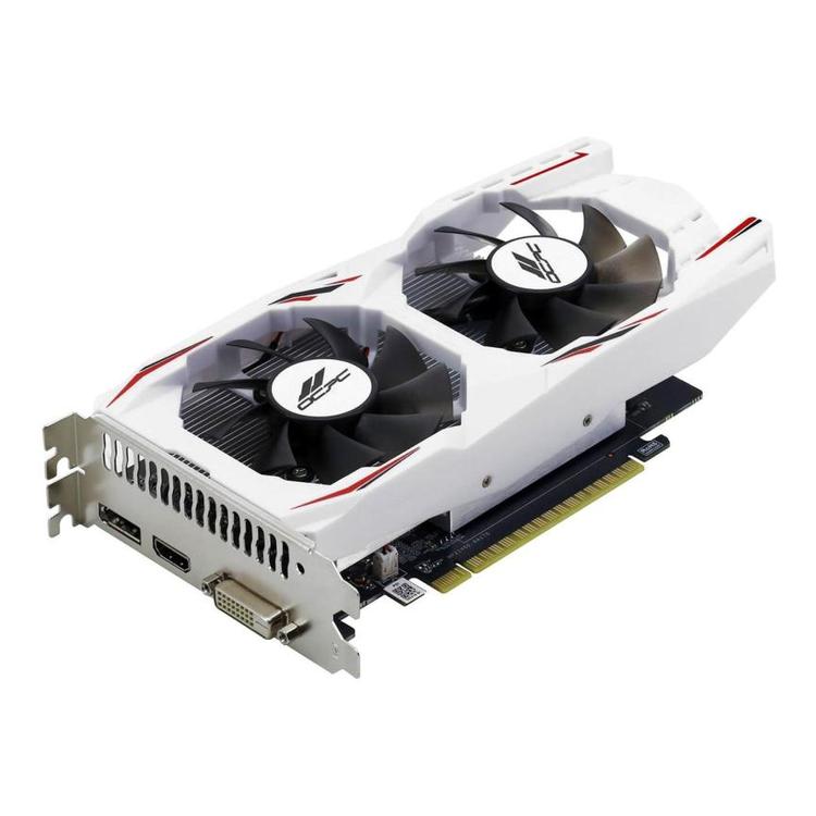 OCPC GTX 1650 4 GB GDDR6 XE White GPU features dual fans, perfect for 1080p gaming with DP/HDMI/DVI outputs.