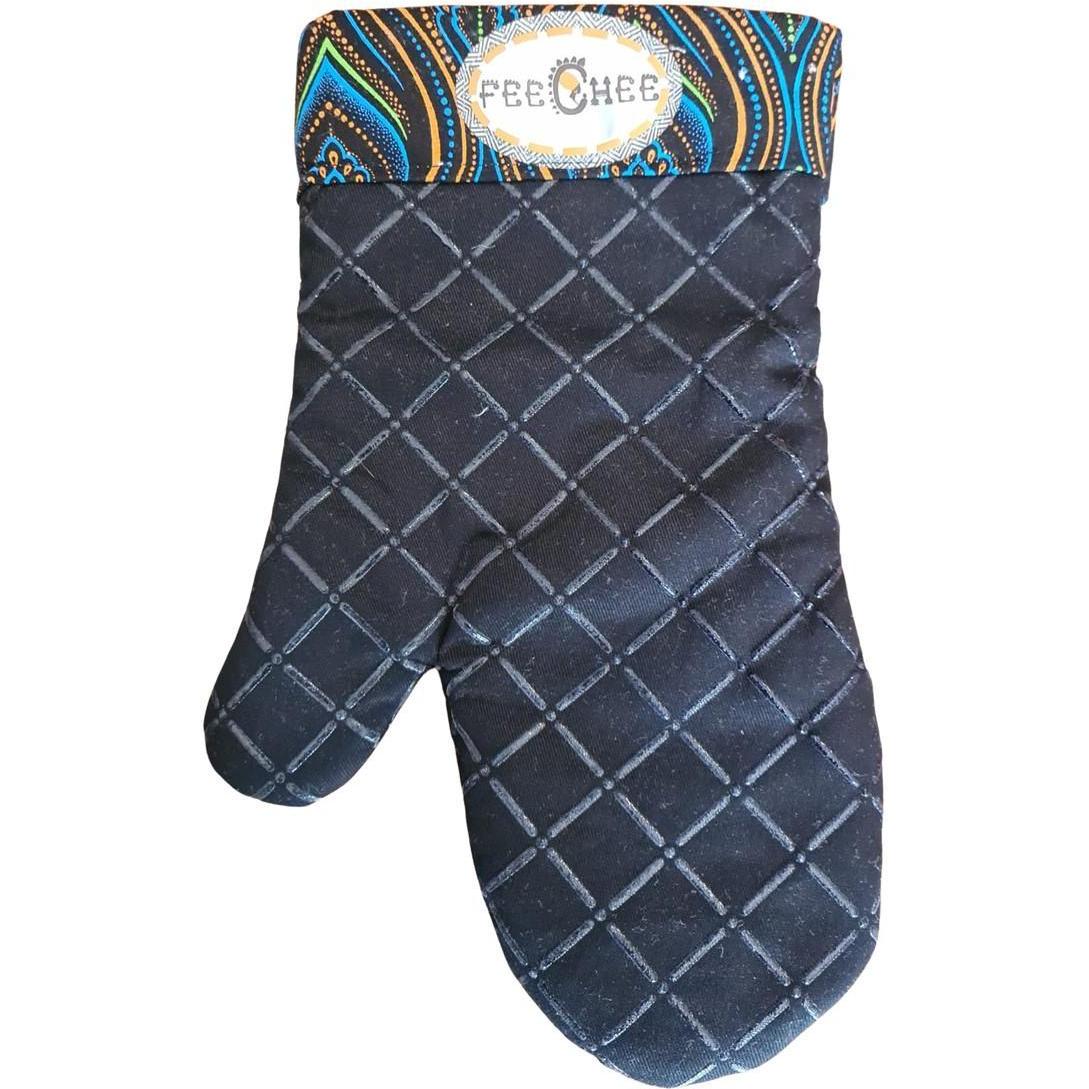 Premium Padded Oven Mitt – Heat-Resistant Quilted Kitchen Glove Black