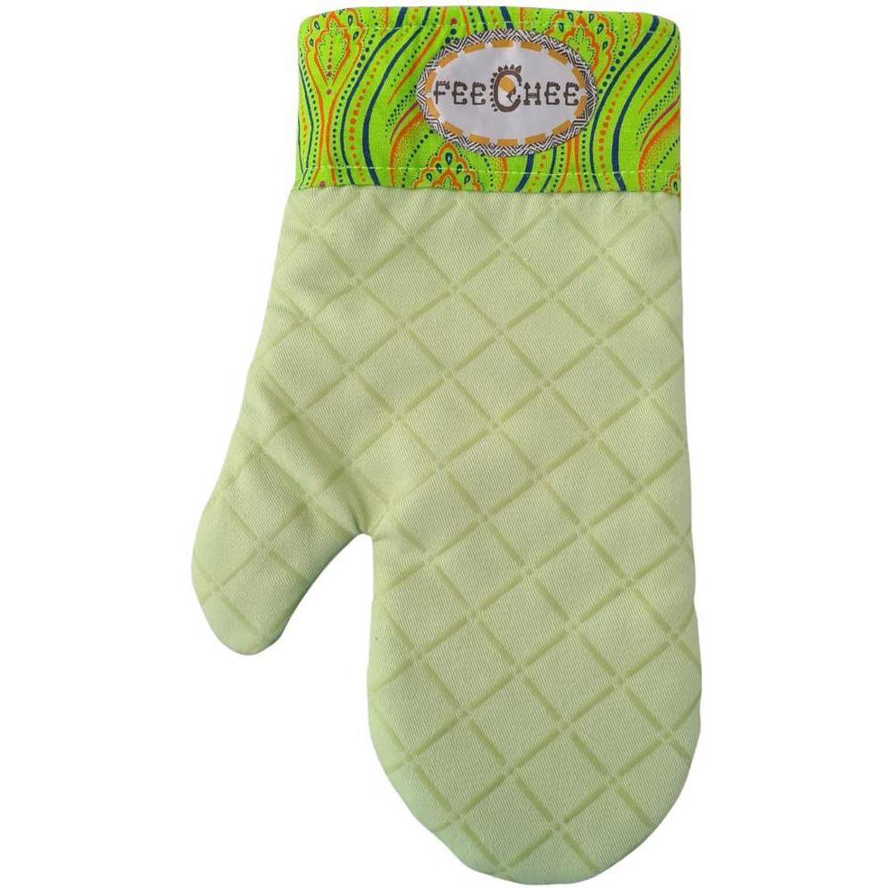 Premium Padded Oven Mitt – Heat-Resistant Quilted Kitchen Glove Green
