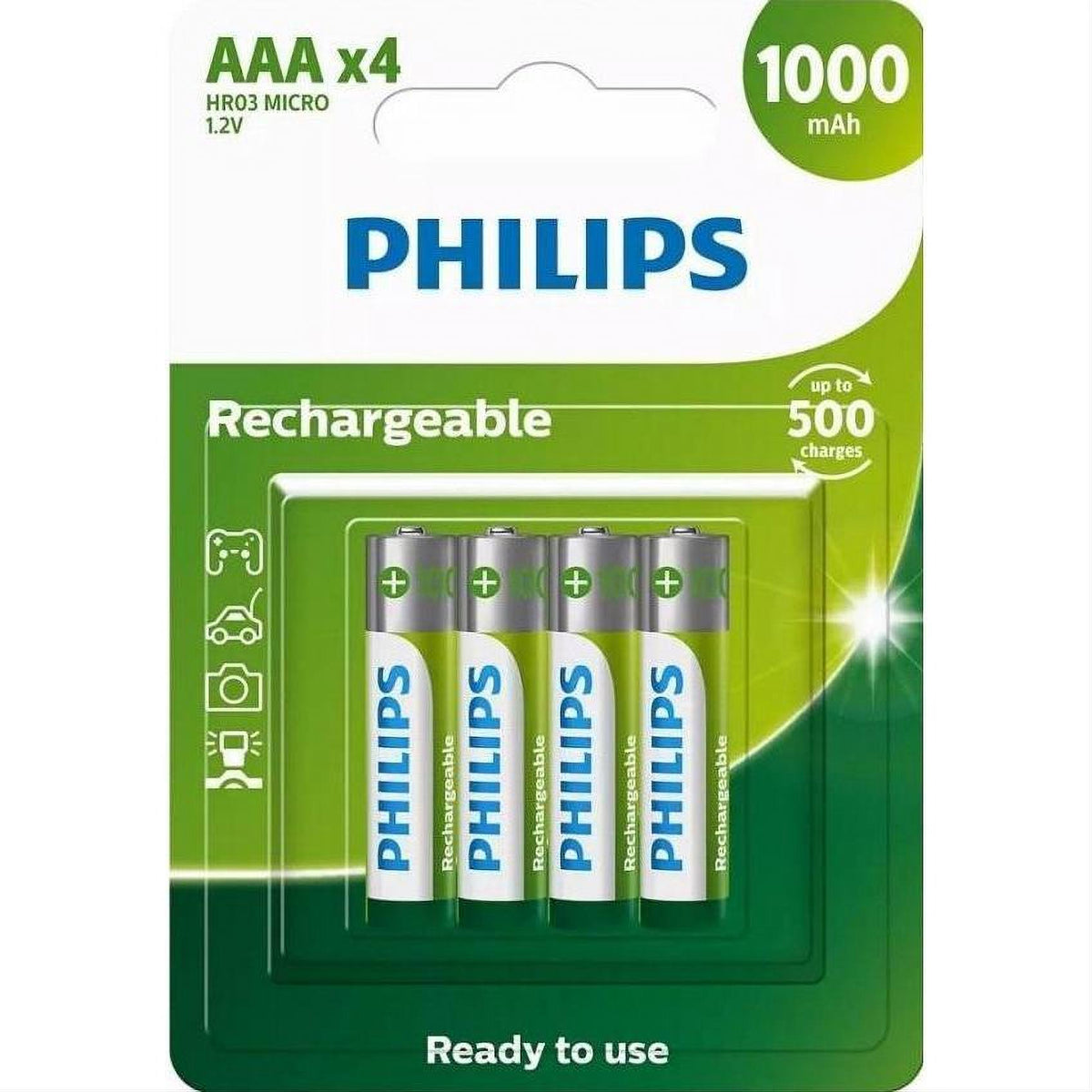 RECHARGEABLE BATTERY AAA 4 PACK 1000MAH