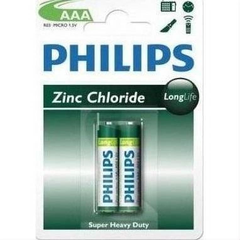 Philips Long-life AAA Zinc Carbon Batteries - Power Pack of 2