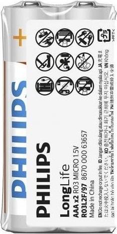 Philips LongLife AA R6L2F/40 Batteries – 2-Pack | Reliable Zinc-Carbon Power for Daily Use, Philips two AA cells