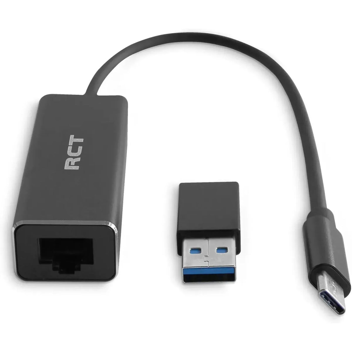 RCT USB 3.0 type Gigabit Ethernet Adaptor with C & A converter.