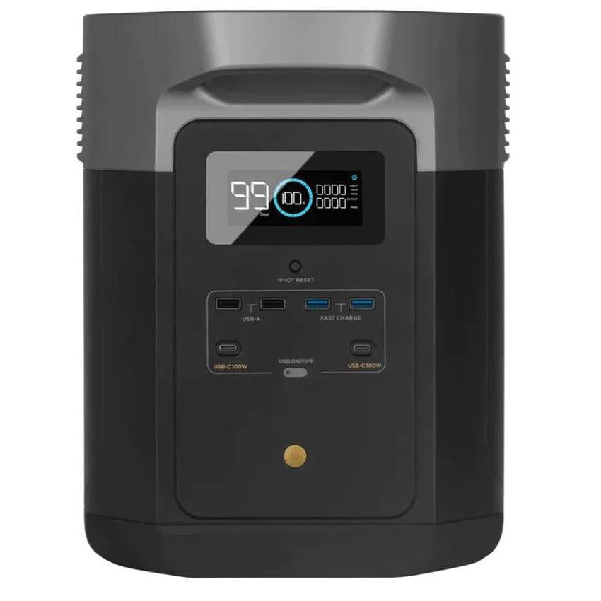 PRE-Loved Certified EcoFlow Delta Max - 2000W, South African Plug, Tested, featuring a sleek design and USB ports for convenience.