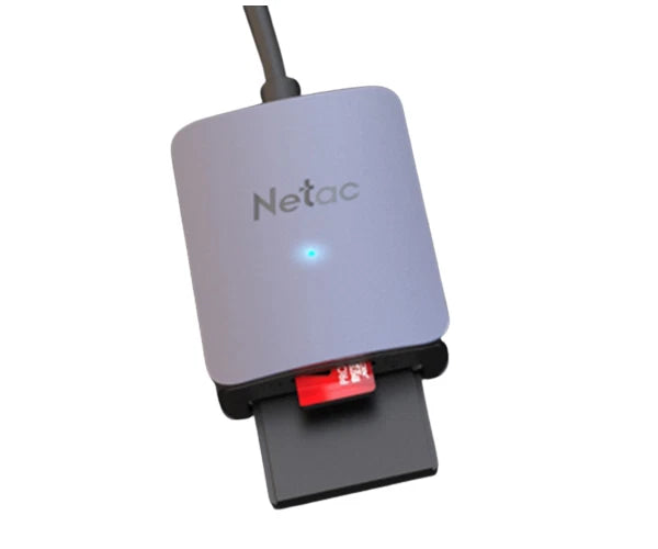 Netac WK12 USB 3.0 dual-interface memory card reader with SD and TF card slots for fast data transfer