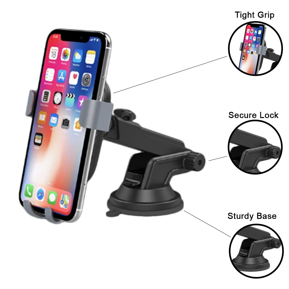 Philips Car Mount with 10W Qi Wireless Charging – Secure Dashboard holds your phone safely while enabling fast wireless charging.
