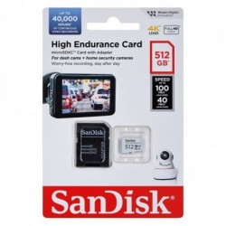 SanDisk 512GB High Endurance microSDXC Memory Card UHS-I U3 V30 C10 – Ideal for Dash Cams (SanDisk packaging)