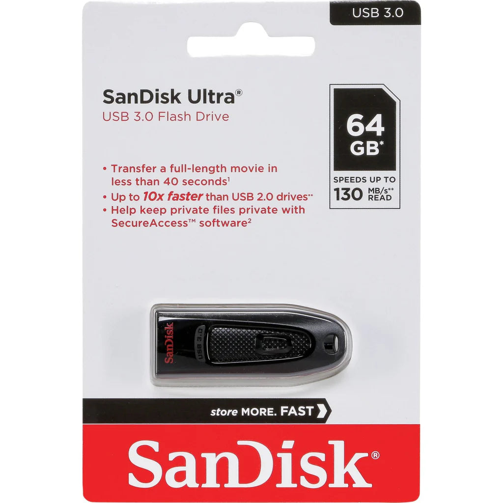 SanDisk Ultra 64GB USB 3.0 Flash Drive – High-Speed Performance, Black – SDCZ48-064G-U46 by SanDisk
