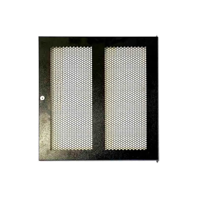 RCT 12U AP Pre-coated black wall mount cabinet 2x uprights 2x glands + Screws; 450mm GLASS DOOR.