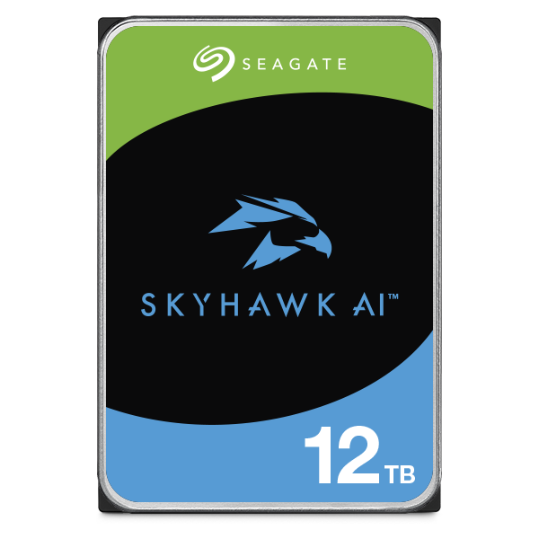 Seagate Skyhawk AI ST12000VE003 12TB 3.5'' HDD Surveillance Drives for high-capacity video storage and security.
