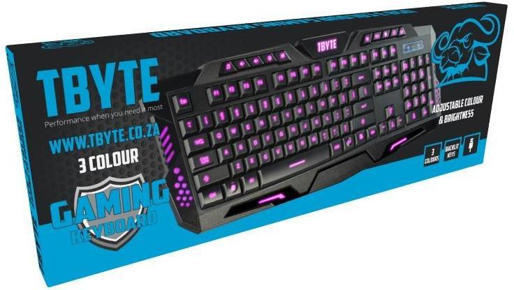 TBYTE USB 3-Colour Backlit Gaming Keyboard – Multimedia Keys | U3CGK