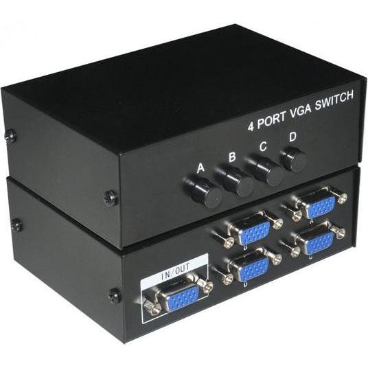 4 Port VGA Video Switch - 4 VGA Input 1 VGA Output - 4 Pc's To 1 Monitor