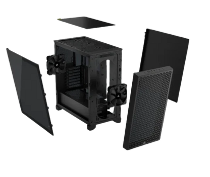 3000D AIRFLOW Black Mid-Tower PC Case; 2x 3.5'' |  2x 2.5'' Drive Bays; Up to 360mm Radiator compatible; 2x 120mm fan incl